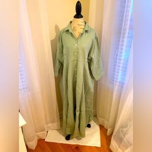Light green linen maxi dress